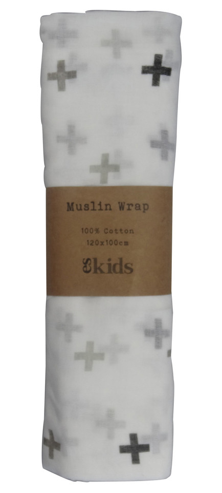Buy Baby Muslin Cloth | Grey + Black Cross Buy Baby Muslin Cloth | Grey + Black Cross