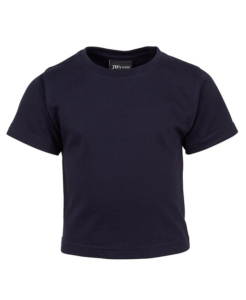 Navy infant t-shirt with short sleeves and crew neck in soft cotton jersey