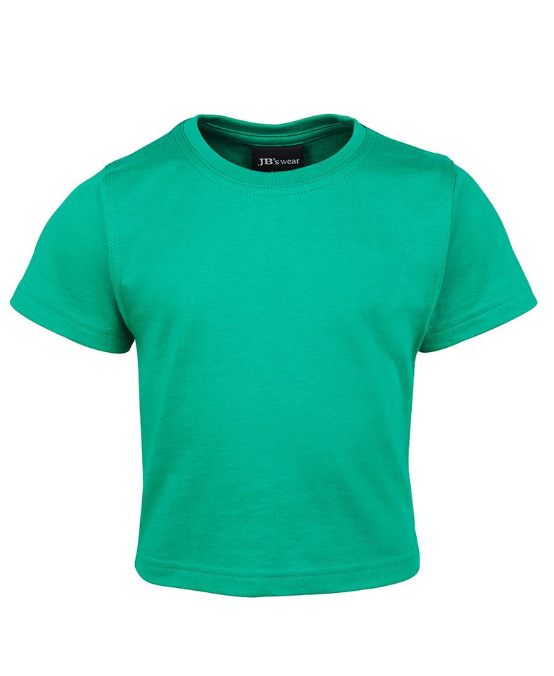 Jade green infant t-shirt with crew neck and short sleeves on white background