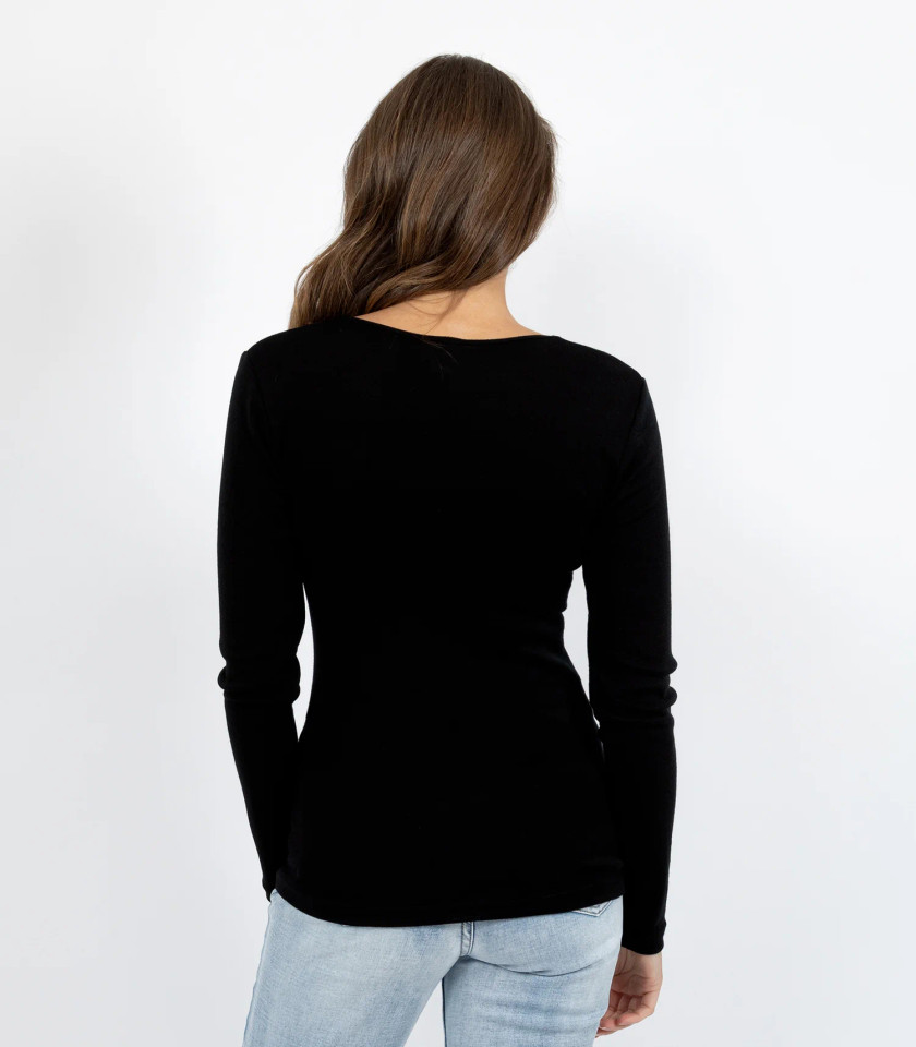 ladies long sleeves Australian merino wool thermal- black ladies long sleeves Australian merino wool thermal- black