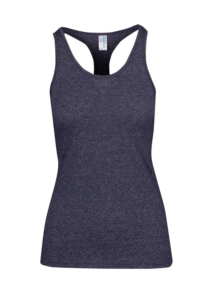 Charcoal heather racerback singlet with contrast white back panel detail