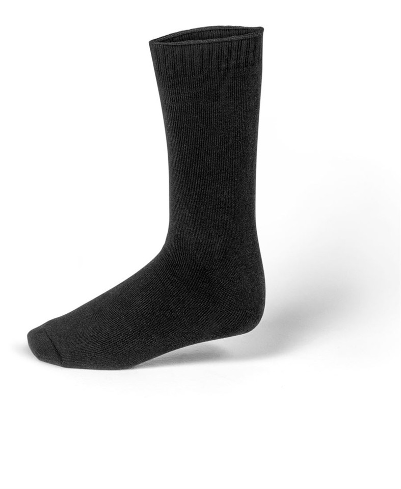 Charcoal bamboo work sock with ribbed cuff on white background