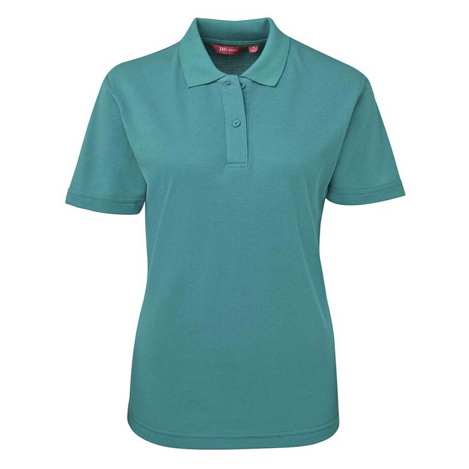 Jade Plain MATHILDA women's short-sleeve polo shirt in durable poly-cotton pique knit, featuring easy-care and comfortable fabric, ideal for uniforms and custom embroidery.