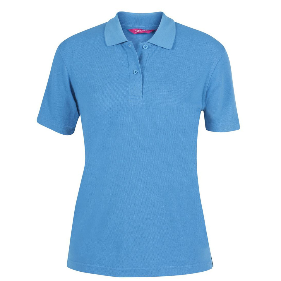 Aqua Plain MATHILDA women's short-sleeve polo shirt in durable poly-cotton pique knit, featuring easy-care and comfortable fabric, ideal for uniforms and custom embroidery.
