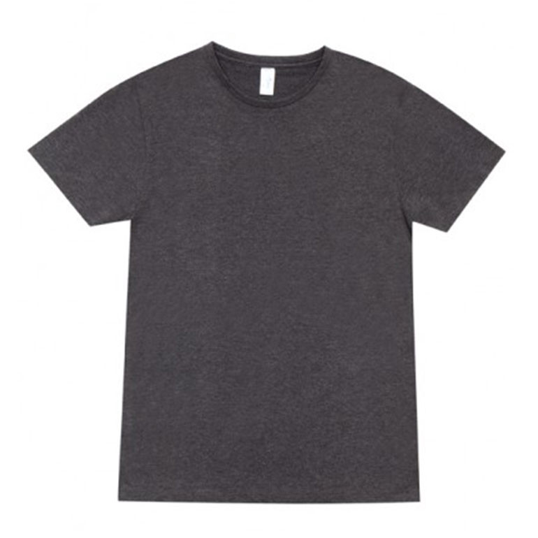 Charcoal marl crew neck t-shirt with heathered texture and short sleeves
