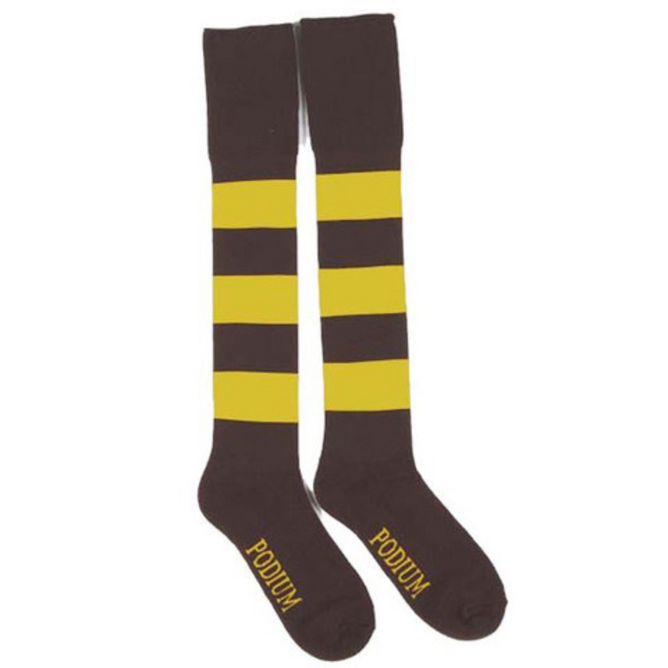 Brown Yellow | SUPREME | Adults Kids Sports Socks