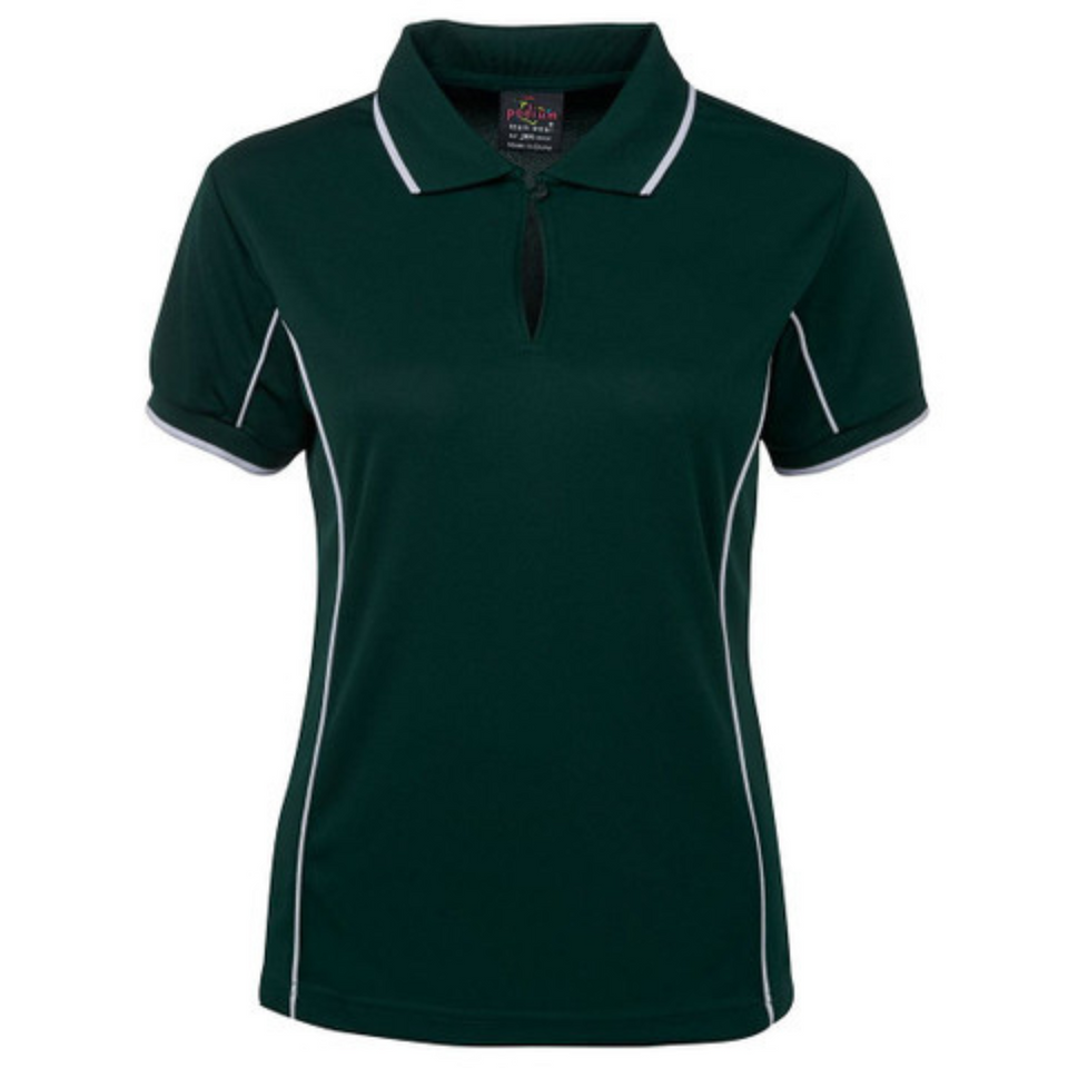 Forest White Addison ladies quick-dry moisture-wicking polo shirt with contrast piping detail, made from pique knit fabric for sports, team uniforms, and workwear.