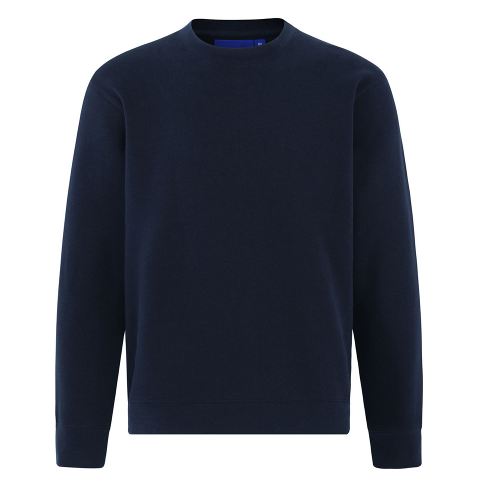 Navy EAGLE Plus Size Sloppy Joe, a comfortable cotton-rich men's crew neck sweatshirt in a generous fit, featuring ribbed cuffs and hem for everyday casual wear.