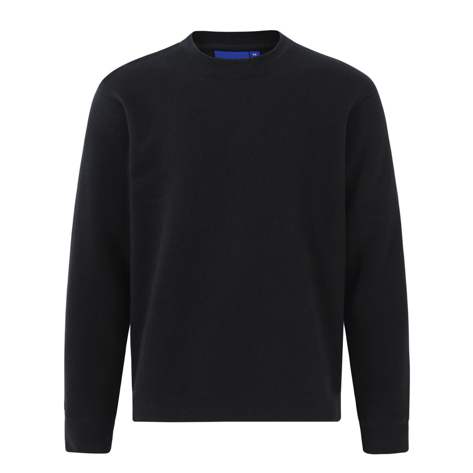 Black EAGLE Plus Size Sloppy Joe, a comfortable cotton-rich men's crew neck sweatshirt in a generous fit, featuring ribbed cuffs and hem for everyday casual wear.