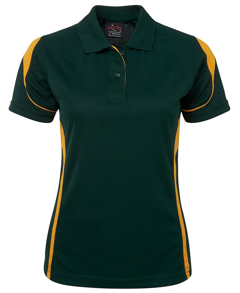 Bottle+Gold Nova Ladies Quick Dry Contrast Polo Shirt, a breathable moisture-wicking top with contrasting trim, ideal for sportswear, team uniforms, or active workwear.