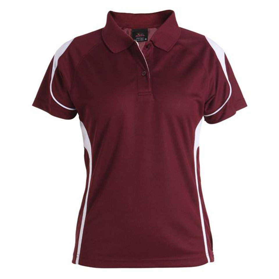 ladies quick dry contrast polo | maroon+white ladies quick dry contrast polo | maroon+white