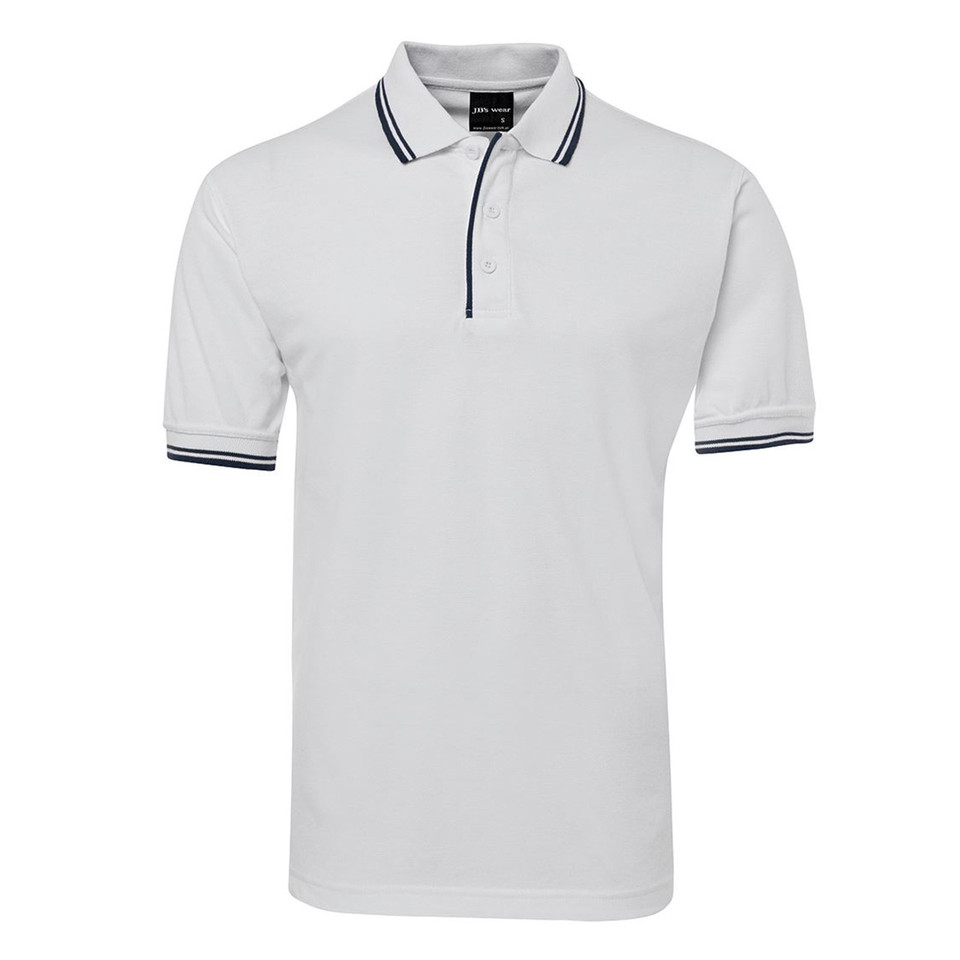 White+Black Topaz Men's Contrast Pique Polo Shirt, a durable cotton polo with contrasting trim, ideal for corporate or team uniforms.