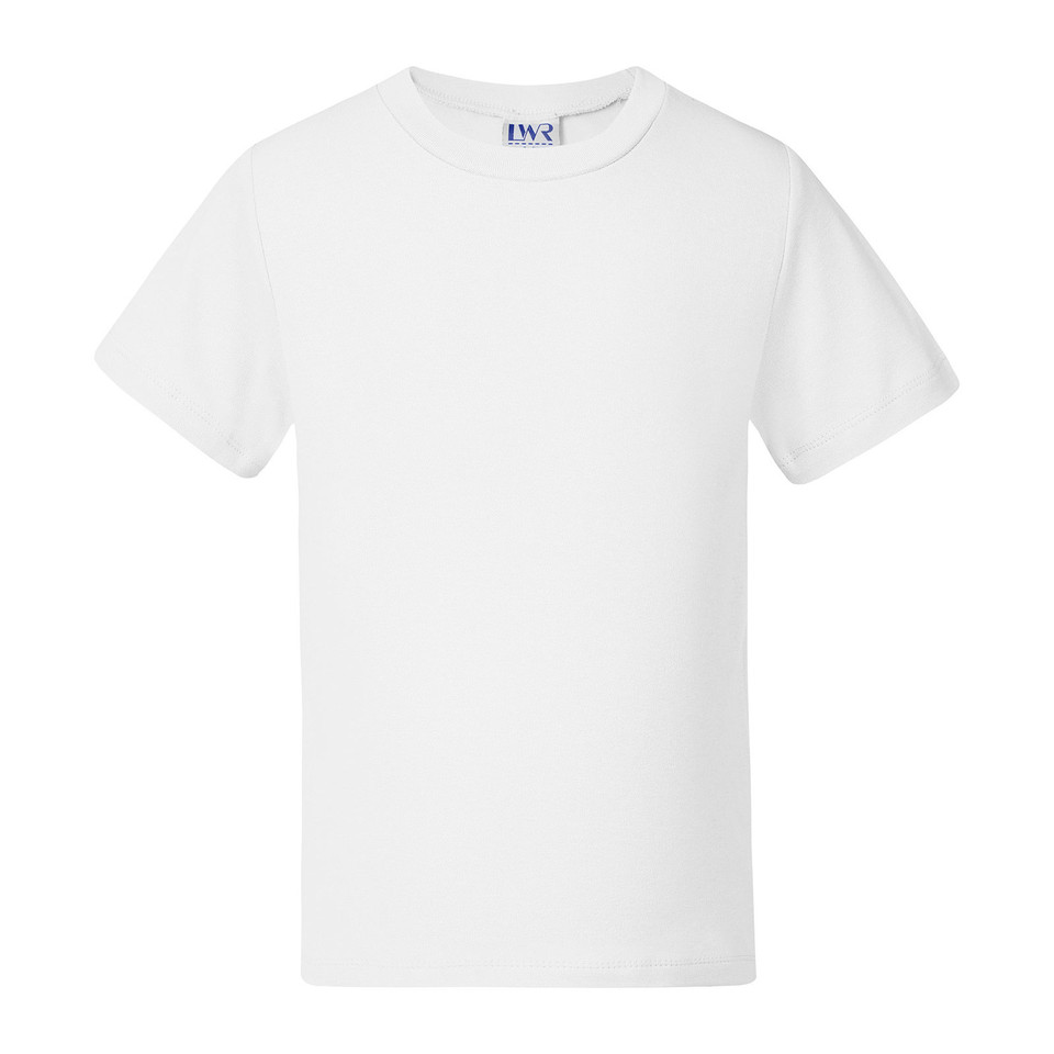 White crew neck baby t-shirt with short sleeves and smooth cotton finish