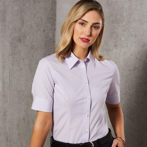 Ladies Mini Check Short Sleeve Shirt 