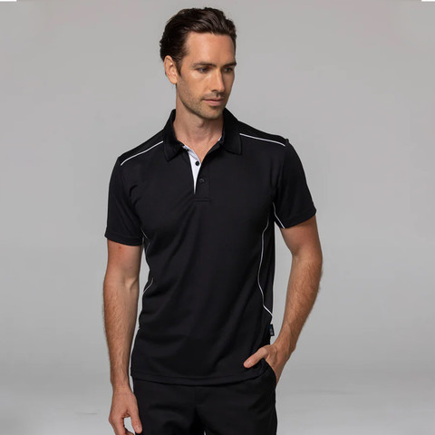 Mens Contrast Piping Mesh Knit Dri-Wear Polo Shirt | Shop Blank ...