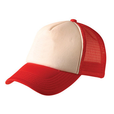 red and white ball cap