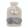 Aroma Home Cream Bouclé Hot Water Bottle & Satin Eye Mask Set