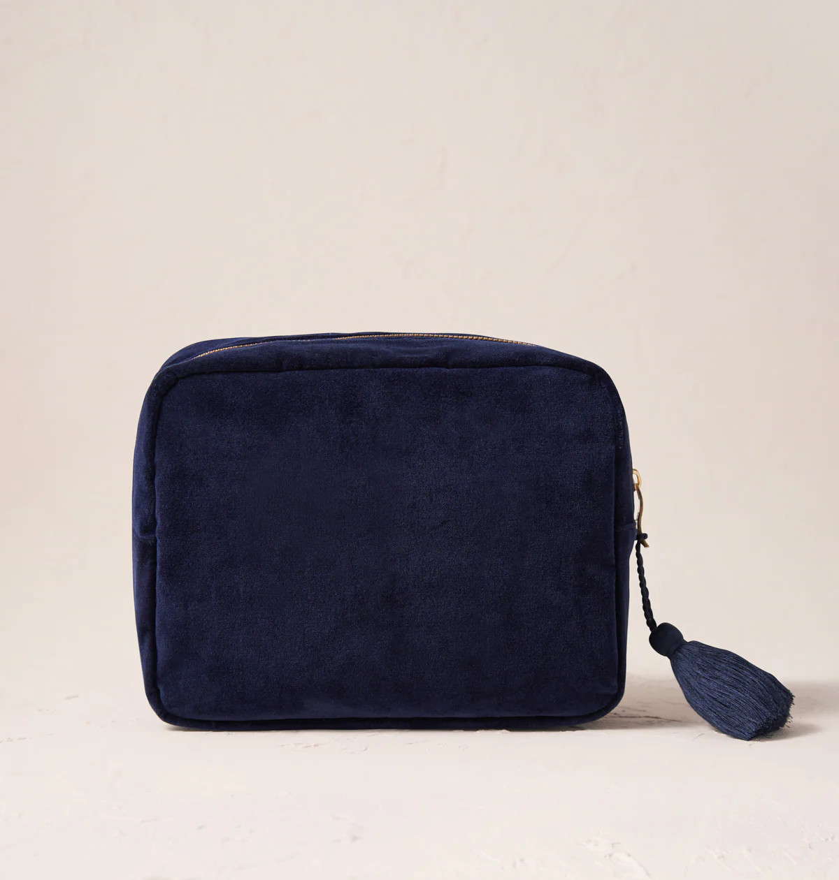 Elizabeth Scarlett Celestial Navy Velvet Wash Bag | Bath & Unwind