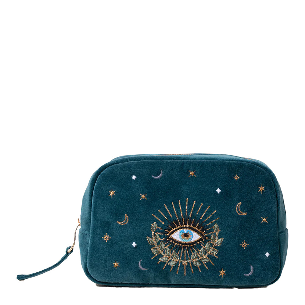 Elizabeth Scarlett Celestial Eye Rich Blue Velvet Makeup Bag 
