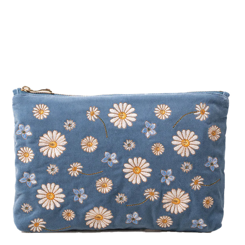 Elizabeth Scarlett Daisy Dream Blue Velvet Everyday Pouch | Bath