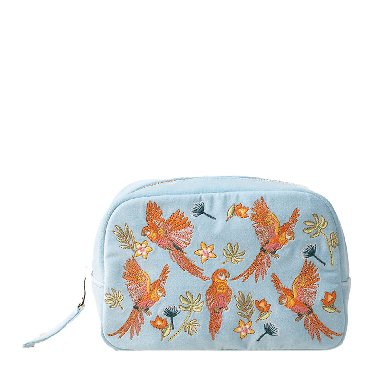【送料関税込】Elizabeth Scarlett / Flying Parrots Makeup Bag Elizabeth Scarlett Flying Parrots French Blue Velvet Makeup