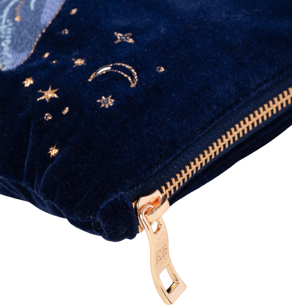 Elizabeth Scarlett Mystical Whale Navy Velvet Everyday Pouch