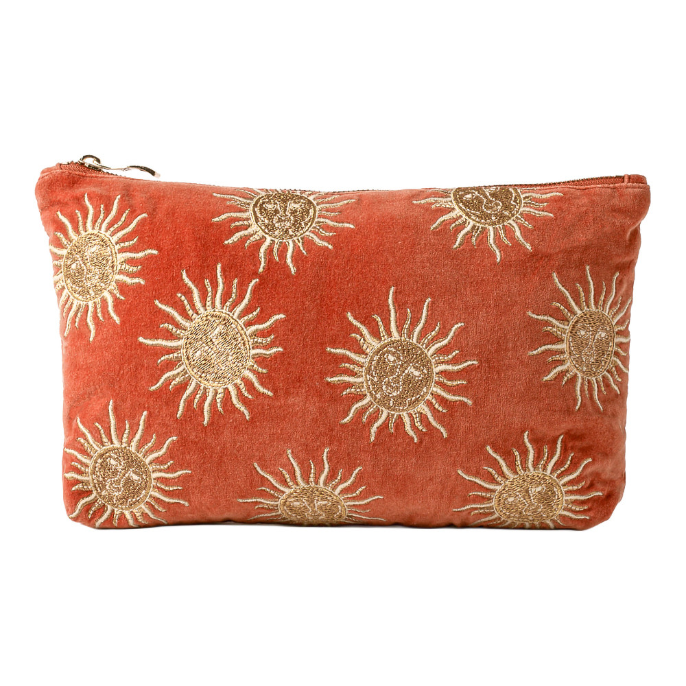 Elizabeth Scarlett Sun Goddess Rust Velvet Everyday Pouch | Bath