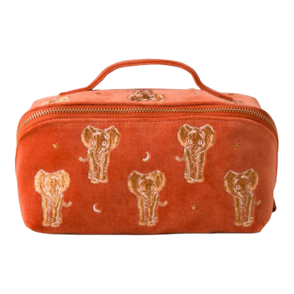 Elizabeth Scarlett Golden Elephants Open Flat Makeup Bag | Bath