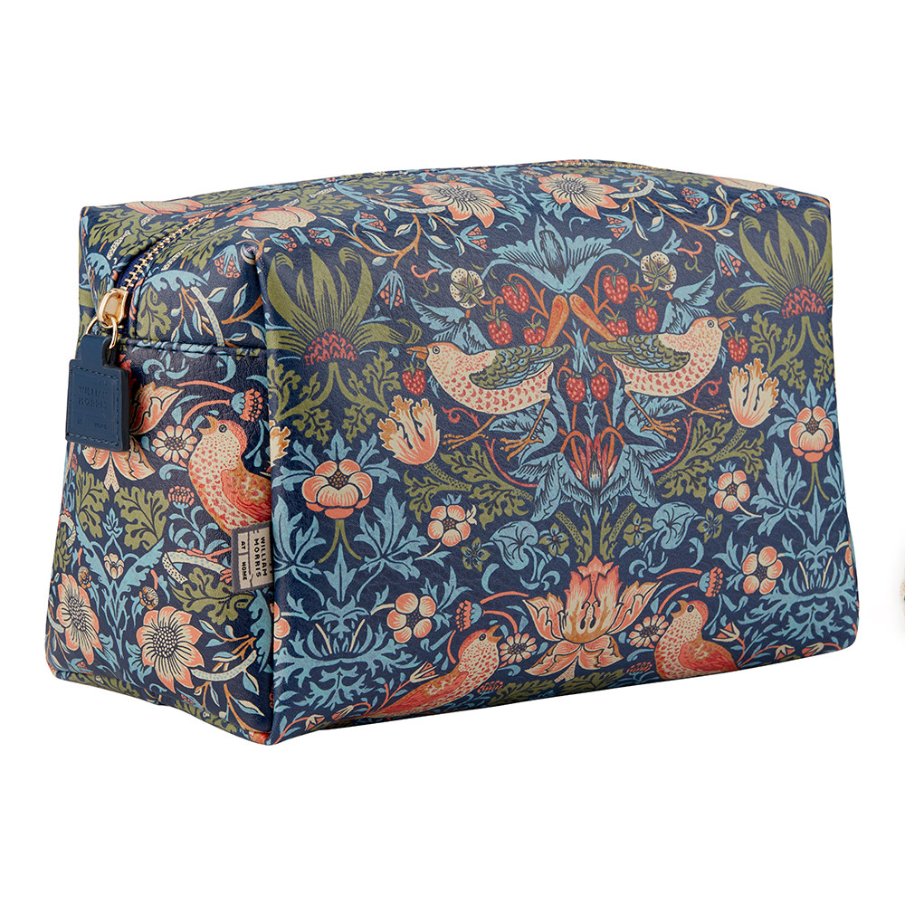 William Morris At Home Strawberry Thief Large Wash Bag Blue | Bath