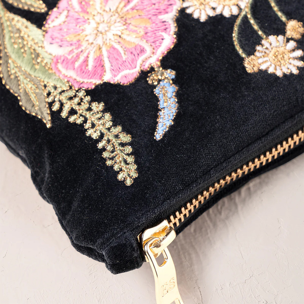 Elizabeth Scarlett Pressed Flowers Velvet Everyday Pouch