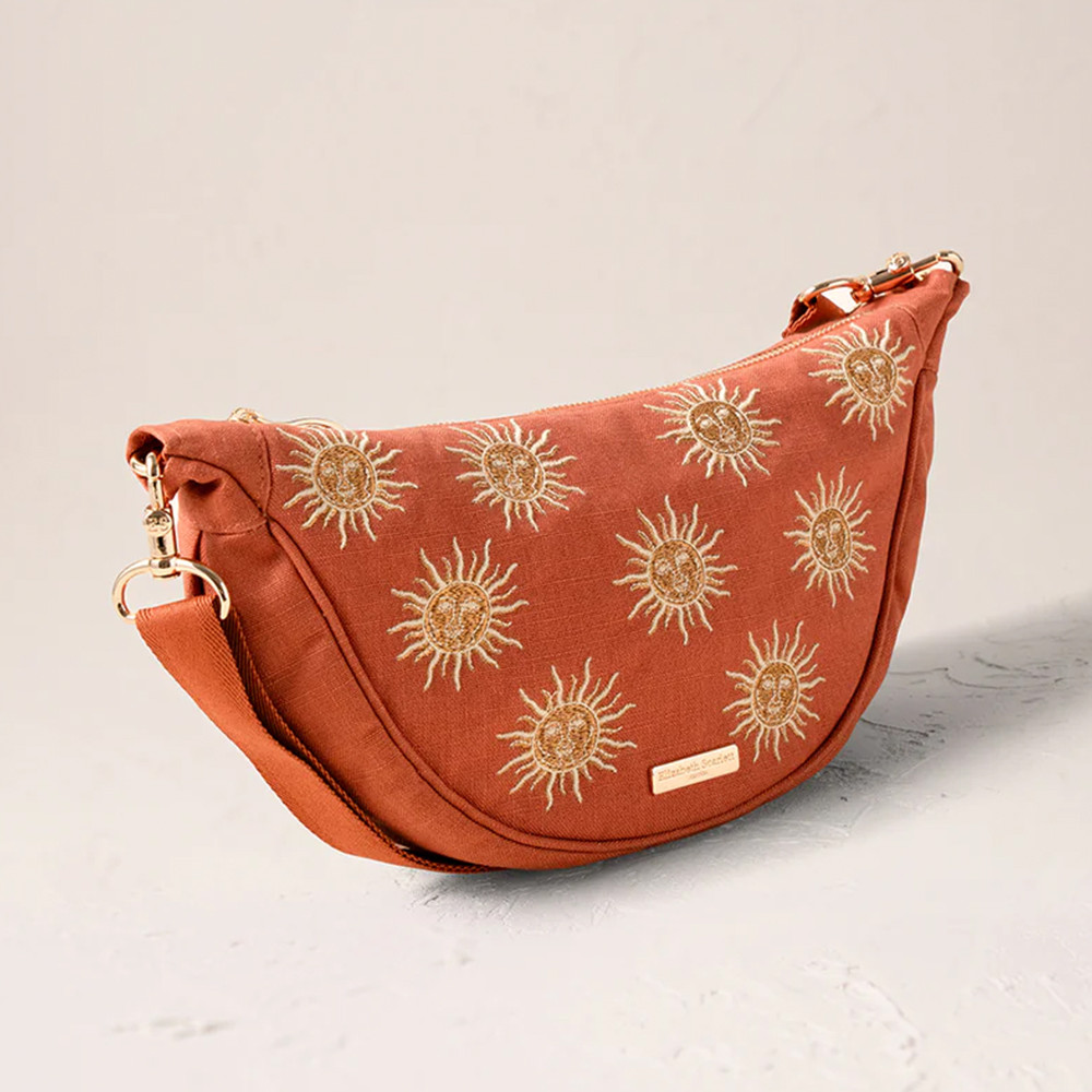 Elizabeth Scarlett Sun Goddess Canvas Rust Crossbody Sling Bag