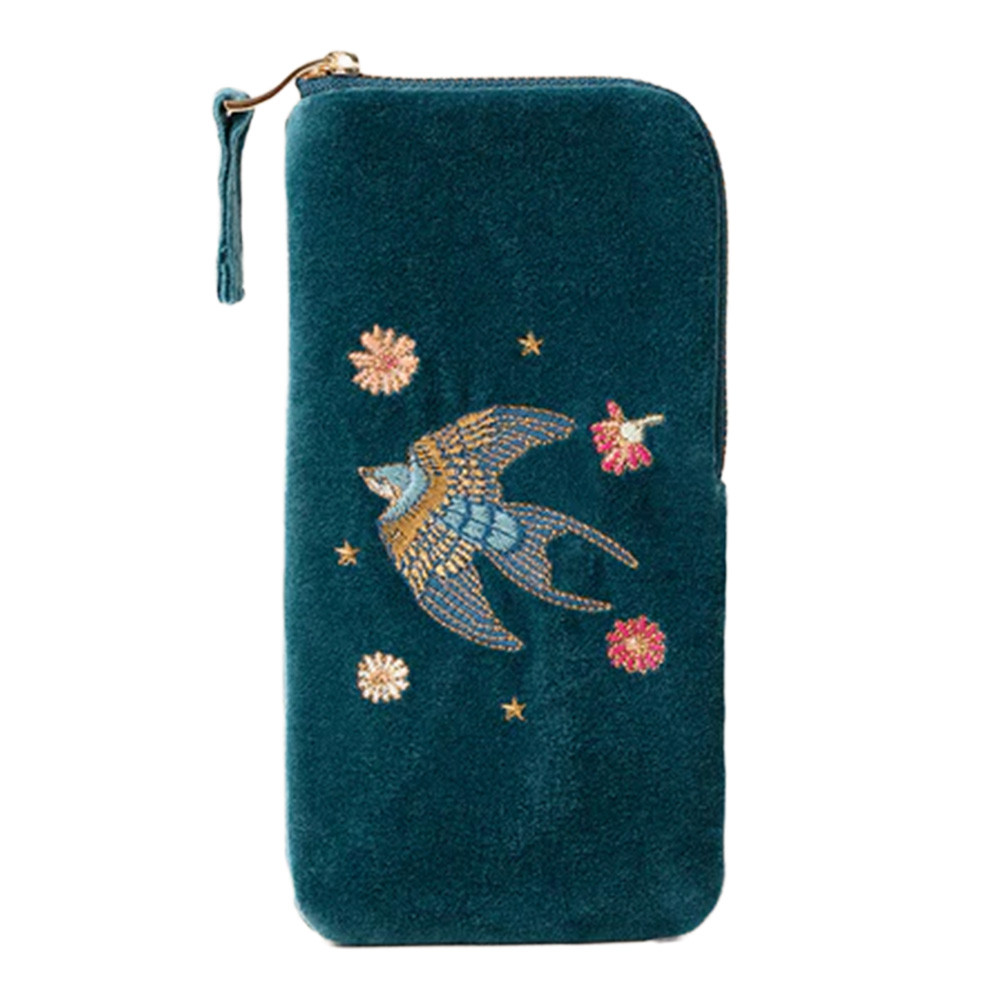 【Elizabeth Scarlett】ケース Elizabeth Scarlett Swallows Velvet Rich Blue Glasses Case | Bath