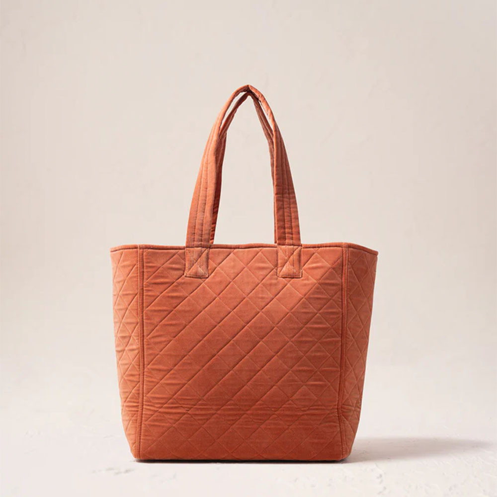 Elizabeth Scarlett Sun Goddess Velvet Tote - Rust | Bath & Unwind