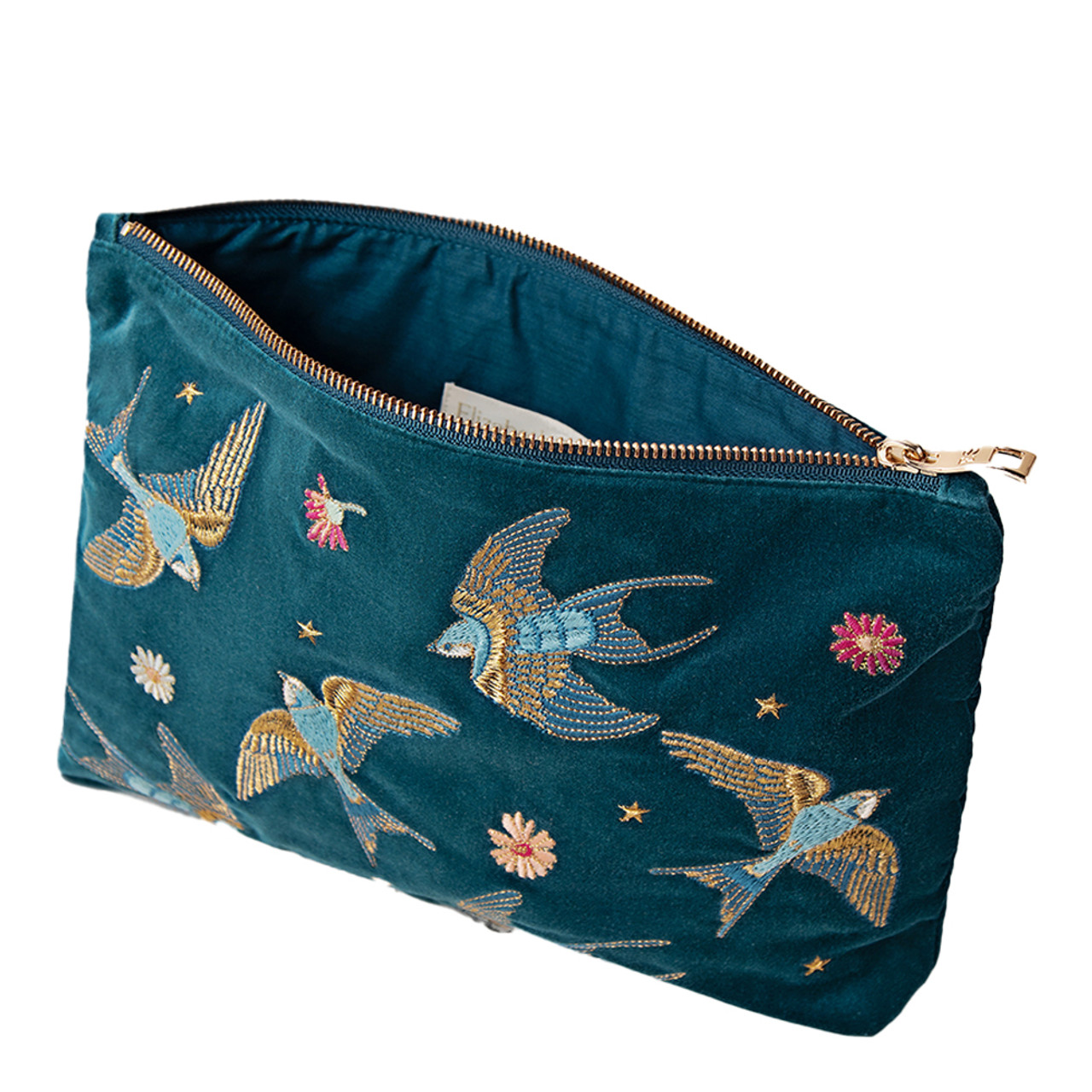 送関込【Elizabeth Scarlett】Velvet Everyday Pouch ポーチ Elizabeth Scarlett Swallows Rich Blue Velvet Everyday Pouch