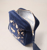 Elizabeth Scarlett Provencale Bee Navy Velvet Wash Bag