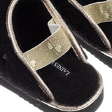 Laines London Flatform Cloud Dom Darling Champagne Black Slipper US 7-8