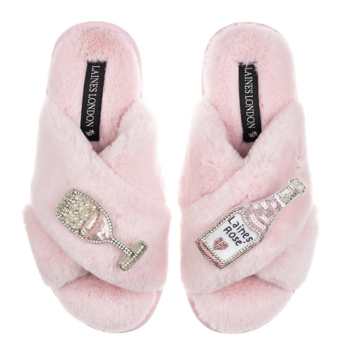 Laines London Classic Pink Slippers Laines Rosé Wine Brooches Medium US 7-8