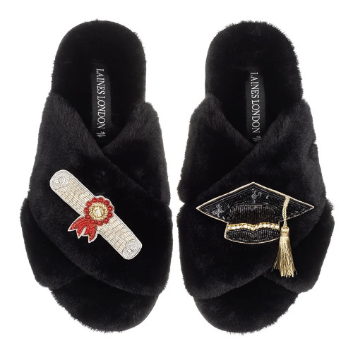 Laines London Classic Black Slipper Graduation US 7-8
