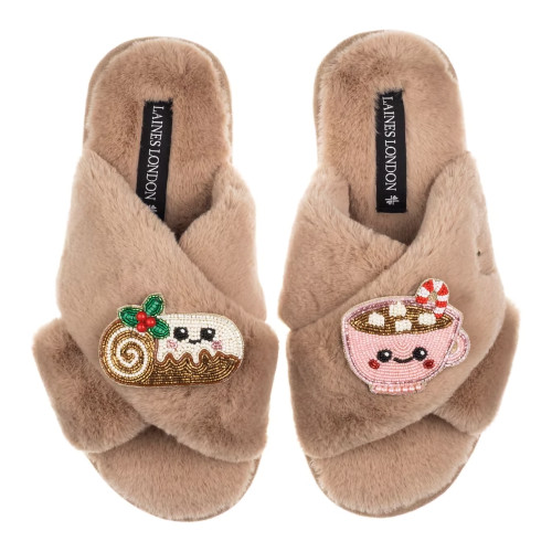 Laines London Classic Yule Log & Hot Choc Toffee Slipper UK 5-6