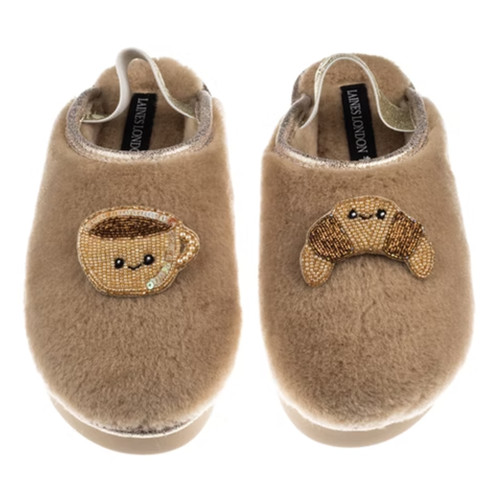 Laines London Flatform Cloud Lovable Coffee Croissant Toffee Slipper US 9-10