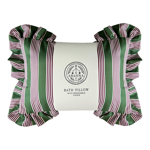 ABAHNA Bath Pillow & Cover - Pink White & Green Stripe