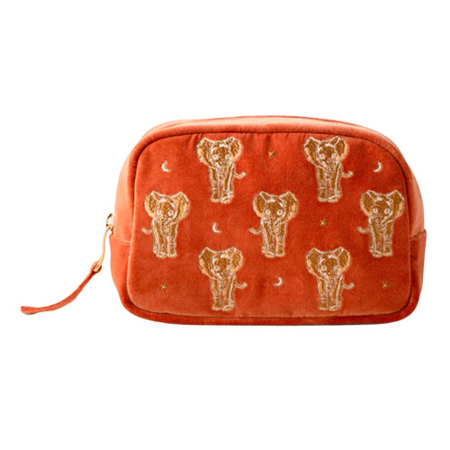 Elizabeth Scarlett Golden Elephants Open Flat Makeup Bag | Bath