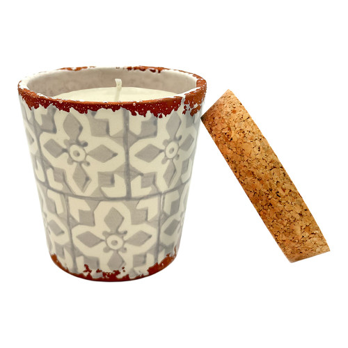 Wax Design Mosaic Ceramic Candle 10cm - Pale Grey