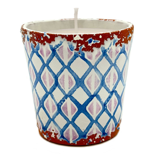 Wax Design Rhombus Ceramic Candle 10cm - Blue & Lilac