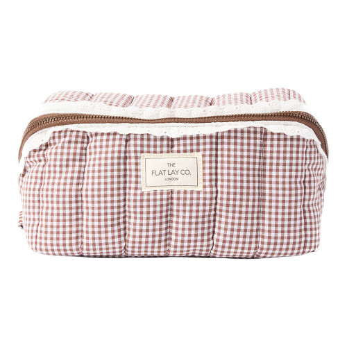 THE FLAT LAY CO. Marshmallow Box Bag - Mocha Gingham