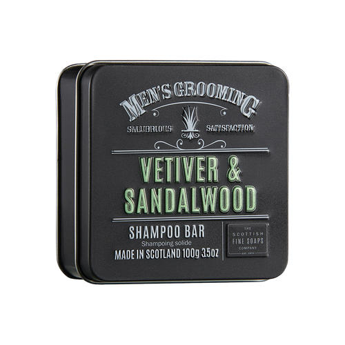 Scottish Fine Soaps Vetiver & Sandalwood Shampoo Bar in a Tin