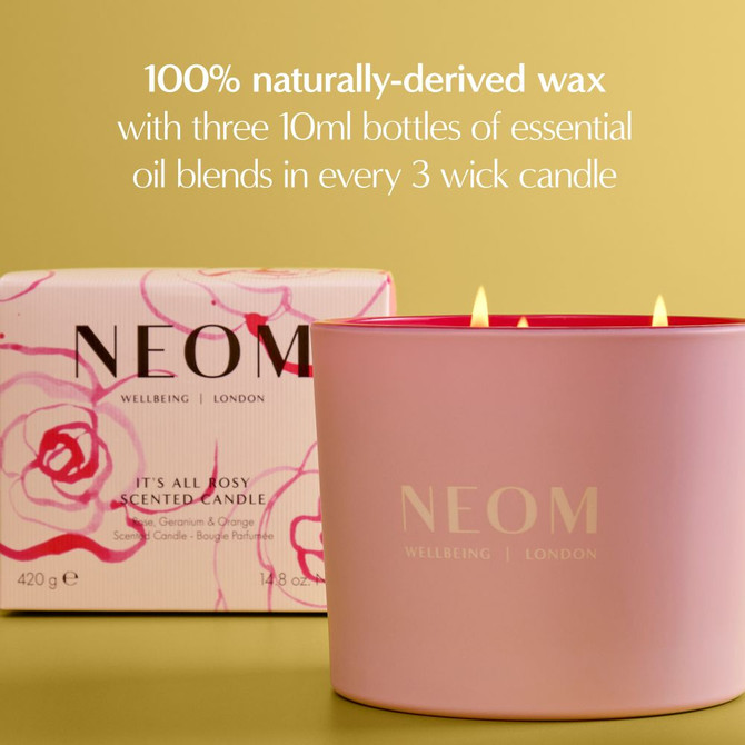 NEOM It’s All Rosy 3 Wick Candle 420g