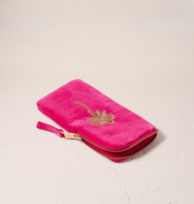 Elizabeth Scarlett Gold Palm Pink Velvet Glasses Case | Bath