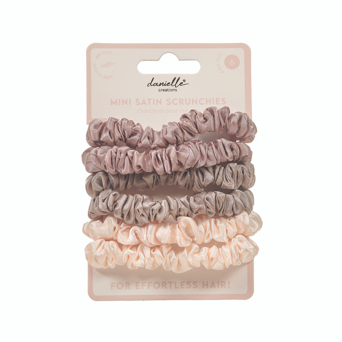 Danielle Mini Satin Scrunchies 6 pack