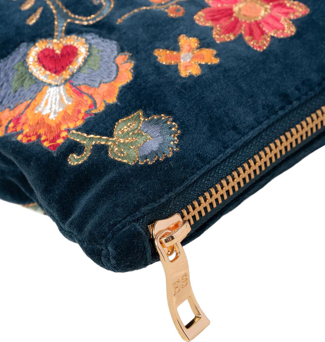 Elizabeth Scarlett Botanical Garden Ink Blue Velvet Everyday Pouch
